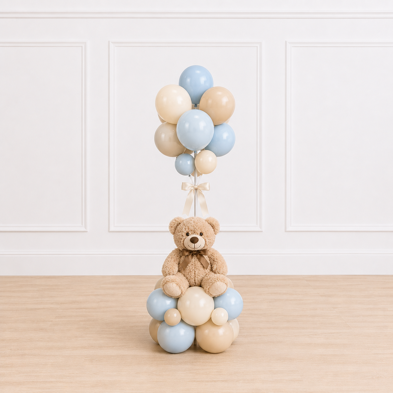Create a timeless baby shower with our Signature Teddy Bear Balloon Centerpieceā¢. Featuring a plush teddy bear, organic balloon styling, and a floating balloon cluster, this luxury tabletop arrangement is perfect for guest tables, dessert displays, and teddy bear-themed celebrations.Beverly Hospital Gift