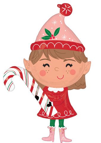 CUTE CHRISTMAS ELF WITH CANDY CANE 39"