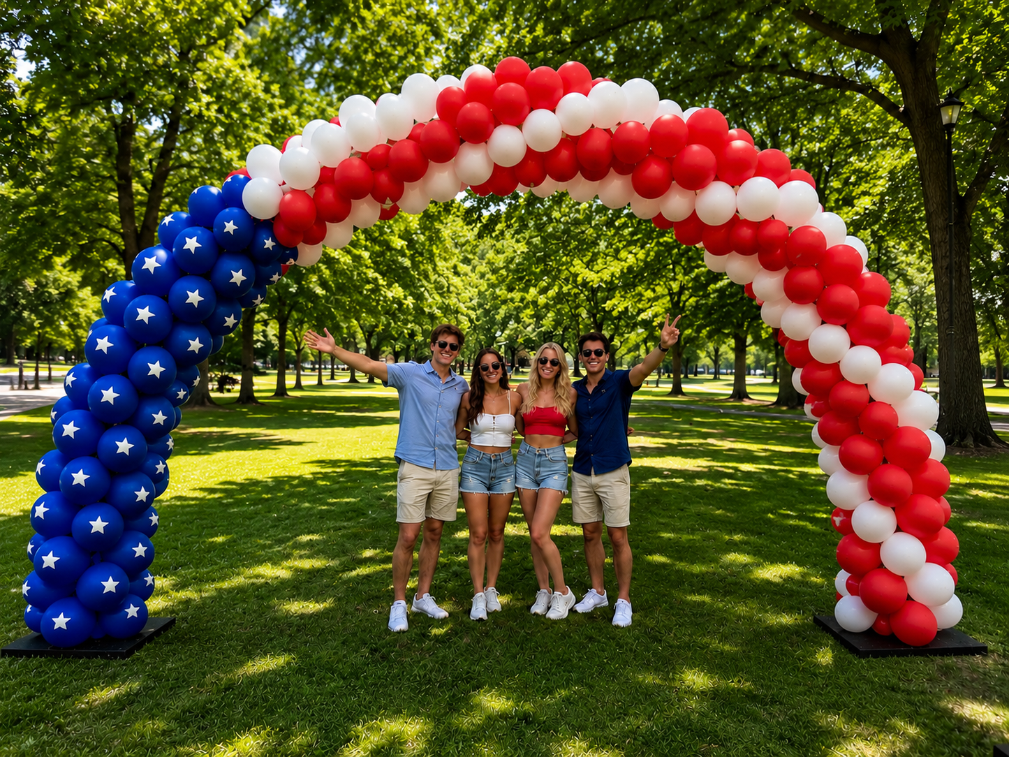 🇺🇸 Stars & Stripes Freedom Tunnel™ | 25-Foot Patriotic Balloon Arch